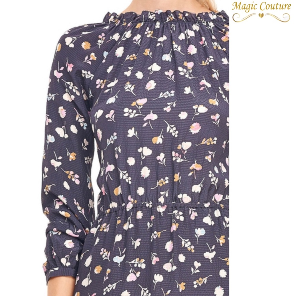 Rebecca Taylor Holly Flower Print Long Sleeve Navy Dress💙💙💙 - Picture 4 of 16